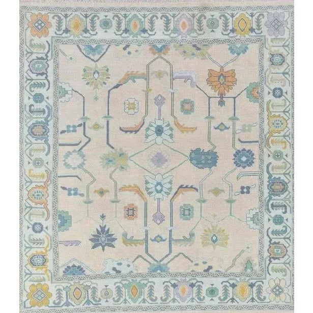 Modern Handknotted Oushak Rug in Blue, Marigold & Sage, 6' x 9' For Sale - Image 10 of 10