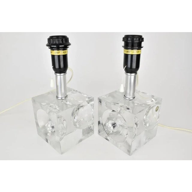 Crystal Cubic Table Lamps from Royal Leerdam, 1970s, Set of 2 For Sale - Image 11 of 12