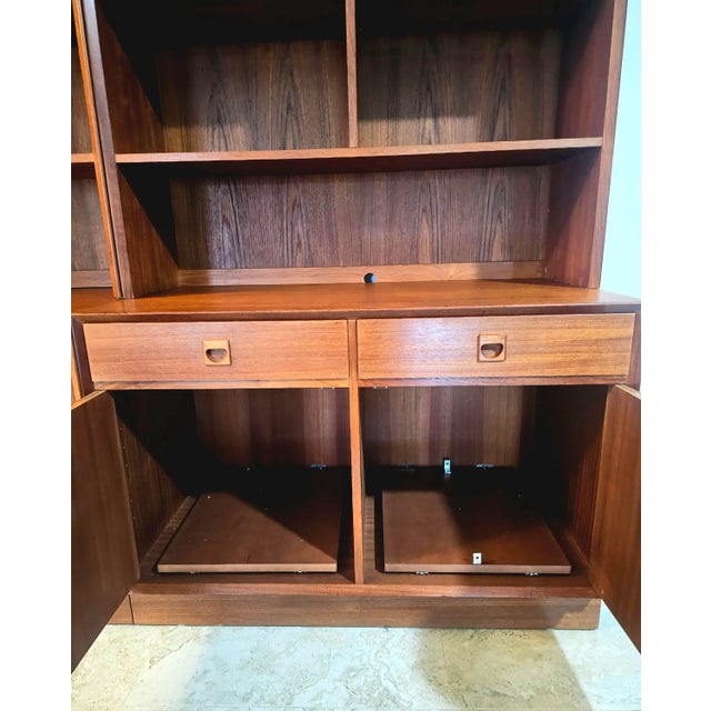 Wood 1960s Danish Teak Double Wall Unit by Erik Brouer for Brouer Mobelfabrik - Set of 2 For Sale - Image 7 of 12