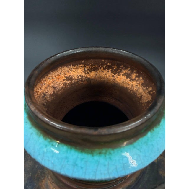 Late 20th Century Signed George Whitten Raku Studio Pottery Lidded Sculptural Vessel For Sale - Image 4 of 9