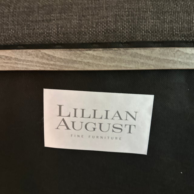 2010s Lillian August Modern Accent Lounge Chair – Gray Wood Frame & Charcoal Upholstery For Sale - Image 5 of 6