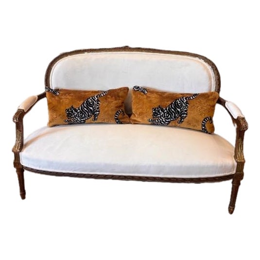 Louis XVI Style Painted & Gilt Oval-Back Canapé For Sale