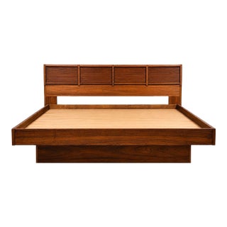 Walnut King Platform Bed by Barzilay For Sale