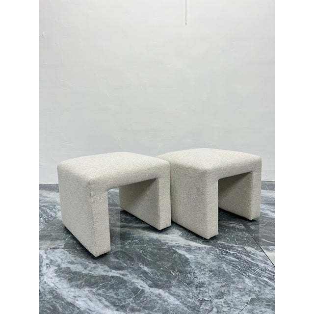 Mid-Century Modern Upholstered Waterfall Stools or Benches, 1970s - a Pair For Sale - Image 13 of 13