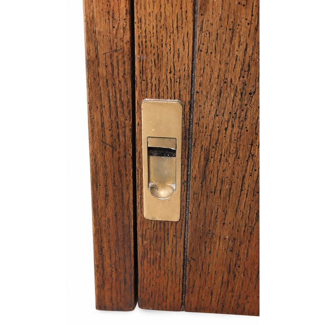 1970s Campaign Vintage Henredon Lighted Oak Corner Display Cabinet With Glass Door For Sale - Image 10 of 12