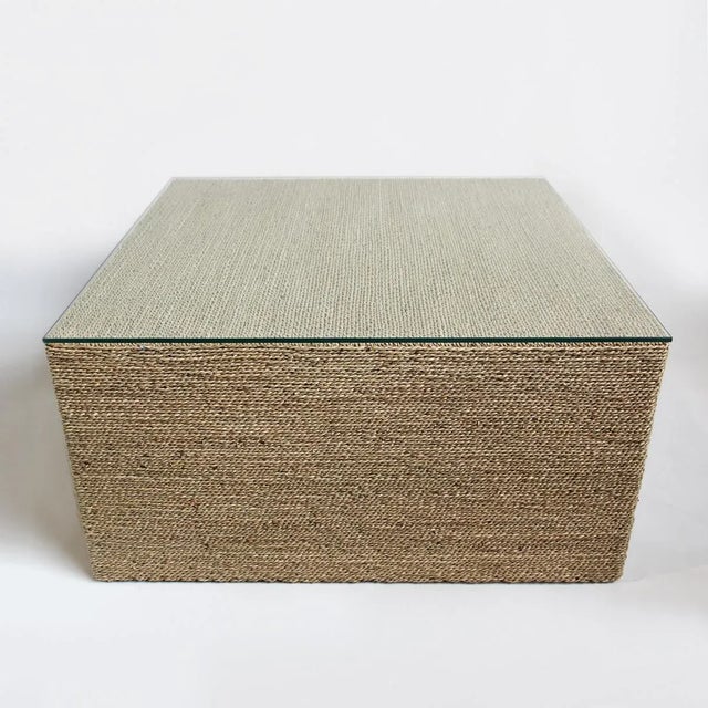 Contemporary Coastal Contemporary Square Seagrass Rope Coffee Table For Sale - Image 3 of 4