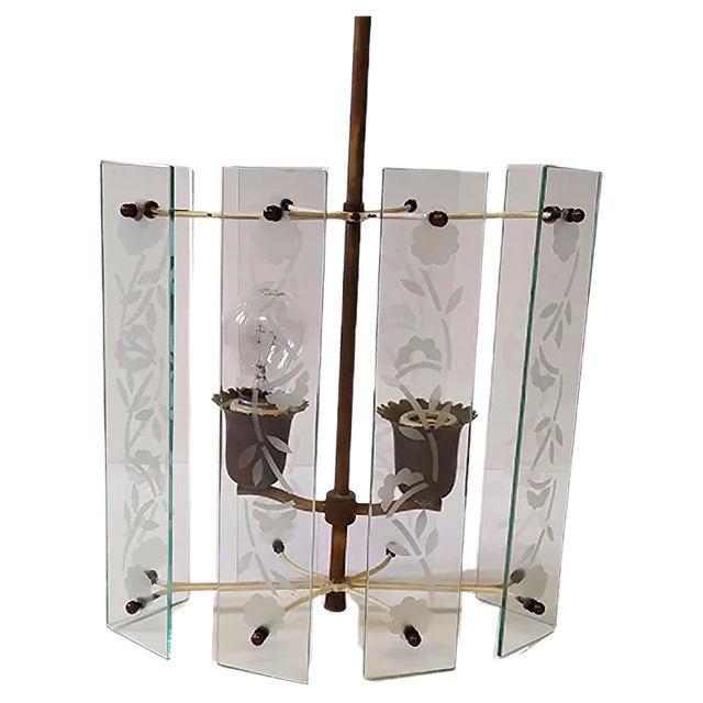 Pendant Lamp in the style of Fontana Arte, 1940s For Sale