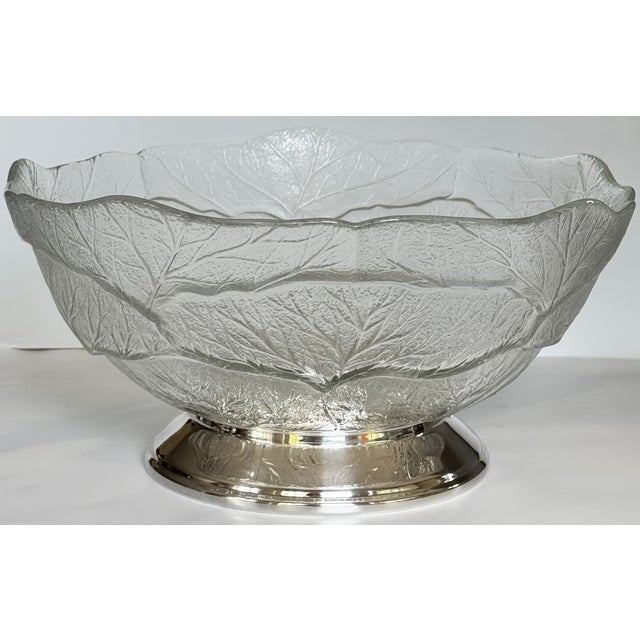 Metal Vintage Clear Cabbage Ware Salad Bowl With Silver Plated Plinth For Sale - Image 7 of 12