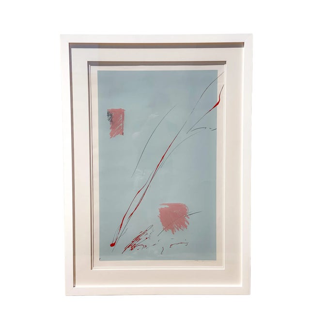 Blue Vintage Minimalist Abstract on Paper For Sale - Image 8 of 8