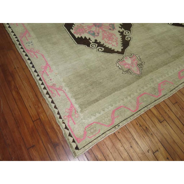 Brown Zabihi Collection Square Vintage Turkish Kars Rug For Sale - Image 8 of 8