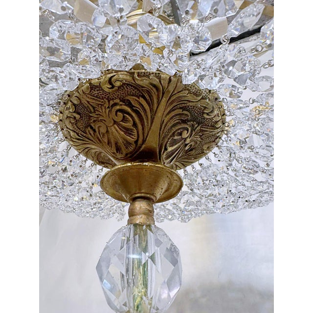 Metal Vintage 1950s Italian Brass Basket Chandelier For Sale - Image 7 of 10