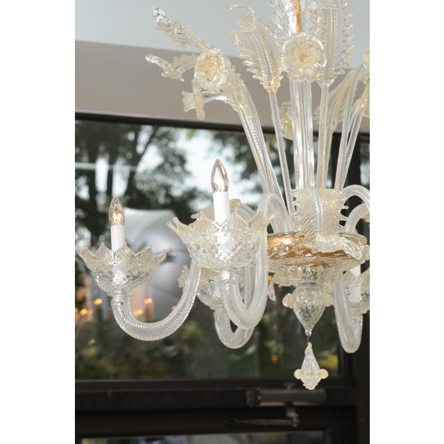 1940s Cascading 6-Light Murano Glass Chandelier For Sale - Image 4 of 17