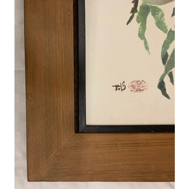 Vintage Japanese Watercolor Artwork in fine bamboo frame. Signed. Purchased from Kanda's Gallery B-O-Q in Toyko in the...