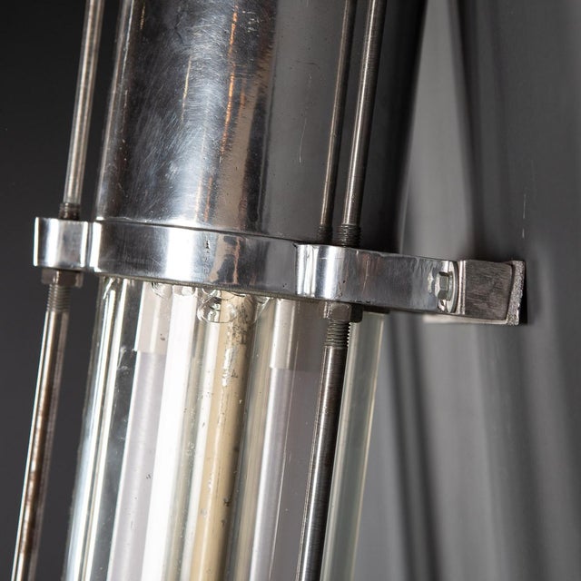 Industrial Polished Aluminium & Steel Strip Lights, 20th Century, Set of 2 For Sale - Image 13 of 18