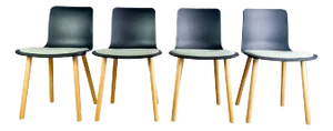 Hal Chairs in Wood with Seat Cushions by Jasper Morrison for Vitra, Set of 4