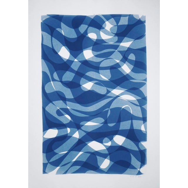 2021 "Layered Looping Lines I" Contemporary Cutout Paper Technique on Watercolor Paper For Sale