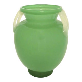 Green Jade and Alabaster Glass Vase Shaped Handles For Sale