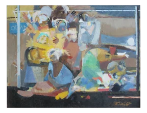 Victor Karnauh, In the Din of Racing, Oil on Canvas