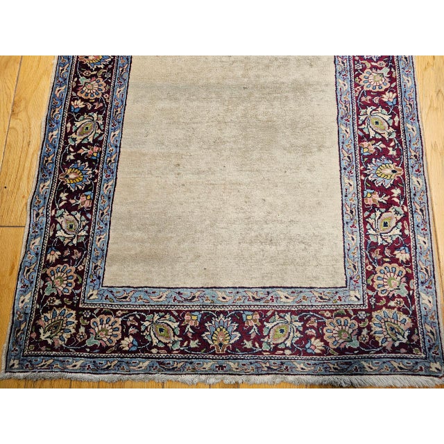 Vintage Persian Khorassan Runner Rug, Hand-Knotted Wool, Open Pattern, Ivory & Burgundy, 4x23 For Sale - Image 15 of 15