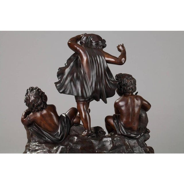 Brown Cupids Playing Music, Late 19th Century, Bronze Sculpture Group For Sale - Image 8 of 11