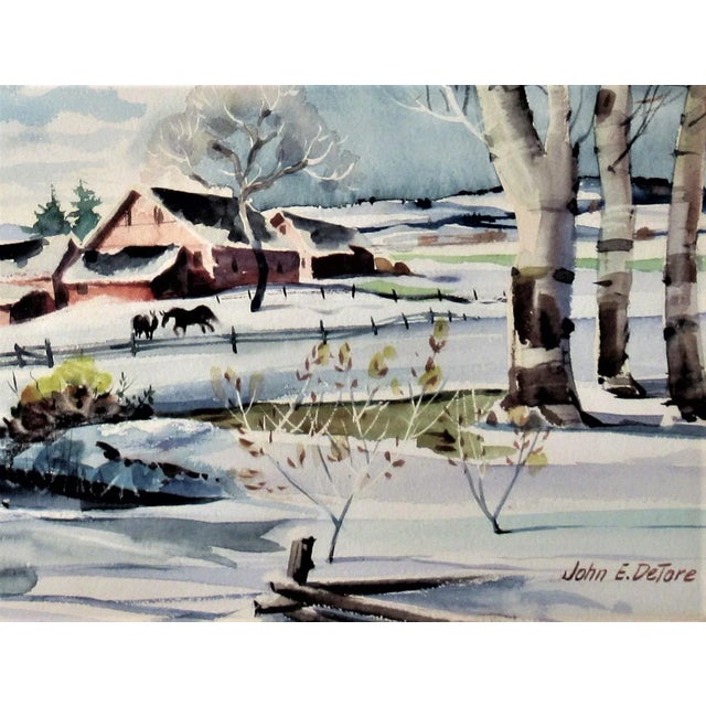 John E. Detore, Winter Landscape, Circa 1960 For Sale - Image 4 of 6