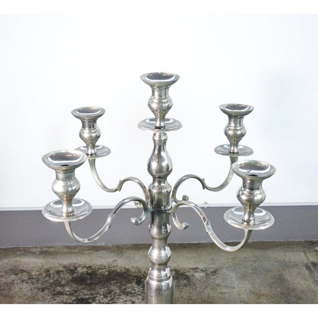 Floor candelabra, five-light louis xvi style torch holder in chromed metal. Period twentieth century model torch holder...