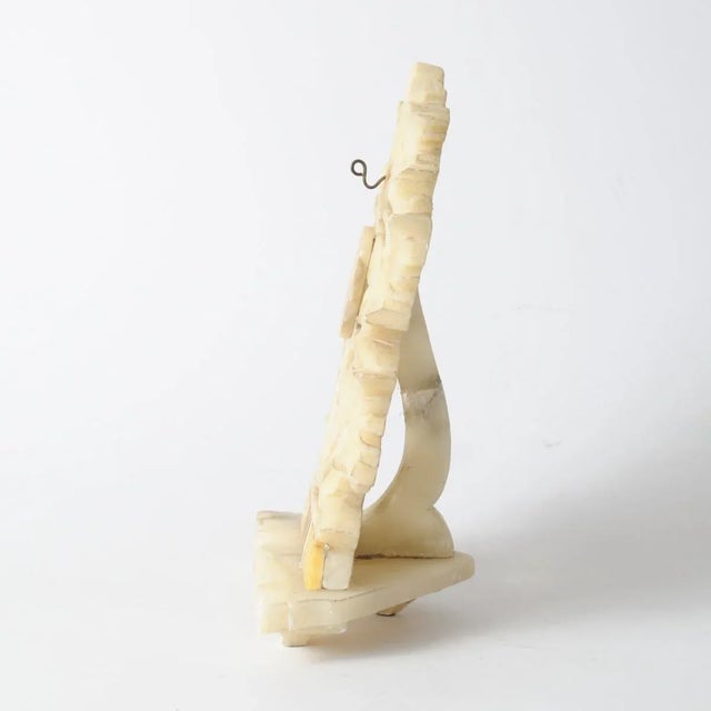 Antique Carved Alabaster Pocket Watch Stand For Sale - Image 6 of 10