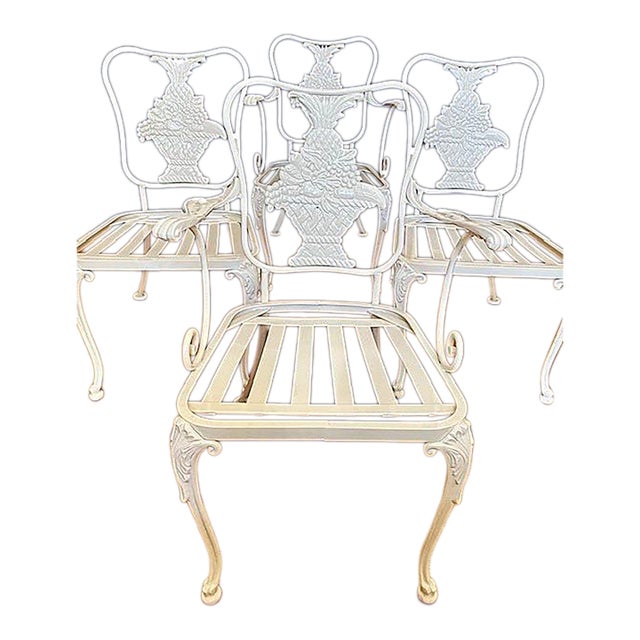 Russell Woodard Set of 4, American Made Patio Garden Chairs For Sale
