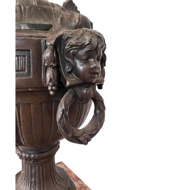 19th Century French Urn on Marble Pedestal For Sale - Image 11 of 12