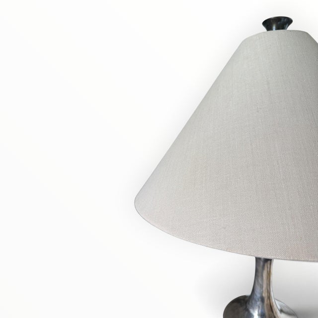 2010s Modern Silver Sculptural Table Lamps- A Pair For Sale - Image 5 of 6