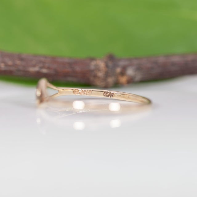 Solid 10k Gold Heart-Shaped Estate Band Ring - Heart Gold Ring, Size 7 For Sale In Columbus - Image 6 of 6
