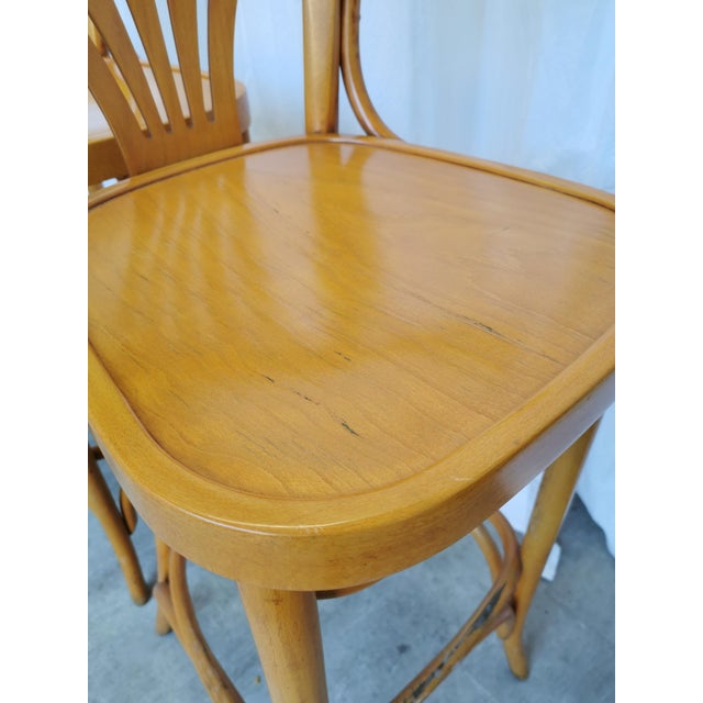Vintage Bentwood High Pub Stools with Armrests, 1970s, Set of 4 For Sale - Image 14 of 18