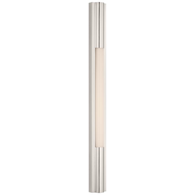 Ian K. Fowler for Visual Comfort Signature Ellington 32" Slimline Bath Light in Polished Nickel with White Glass For Sale