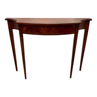 Vintage Federal Style Banded Flame Mahogany Console Table For Sale