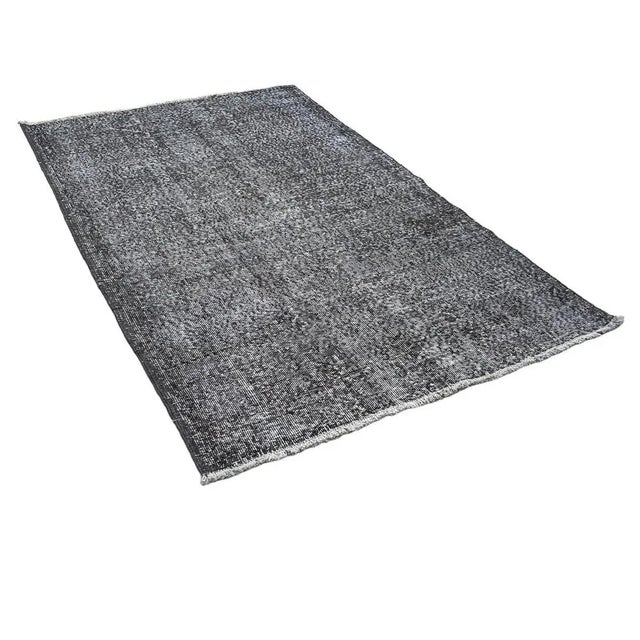 Vintage Turkish Wool Over-Dyed Grey Rug, 1970s For Sale - Image 6 of 11
