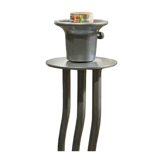 1980s Postmodern Wavy Metal Table Lamps – Sculptural Pair, 1990s For Sale - Image 5 of 5