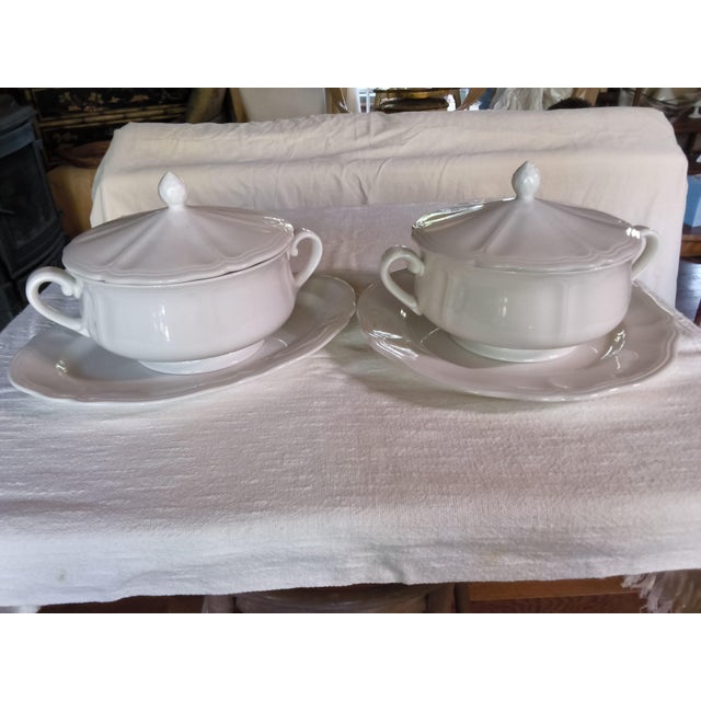 Vintage Sears Federalist White Ironstone Dinnerware Set - (Complete Service for 8 and Serving Pieces) Bonus Free Crystal Wine Glasses - 81 Pieces For Sale - Image 10 of 18