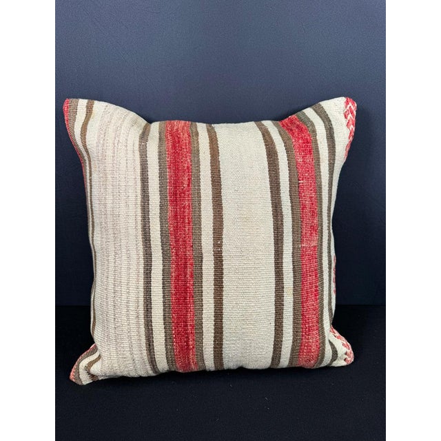Turkish Hemp Pillow Cushion Natural Beige Red Pillow Cushion Cover 20x20 For Sale - Image 4 of 4