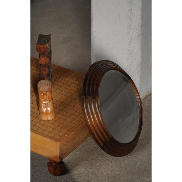 Vintage Round Wooden Decorative Wall Mirror, 1950s For Sale - Image 11 of 18