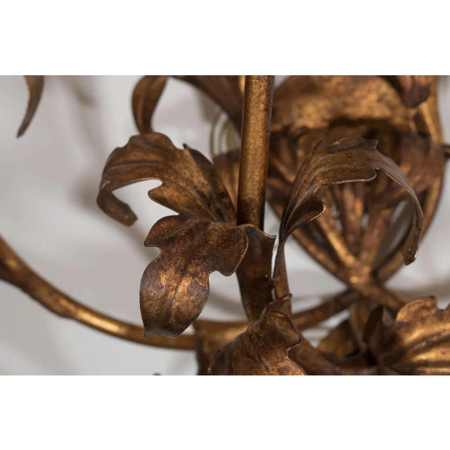 Italian Large 1950s Italian Gilt Iron Floral Sconces - a Pair For Sale - Image 3 of 12