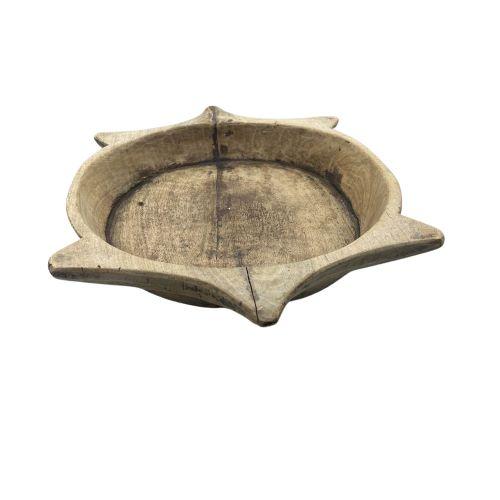 This vintage natural wood Parat bowl from India was once used to knead bread dough. It is a beautiful rustic piece and can...