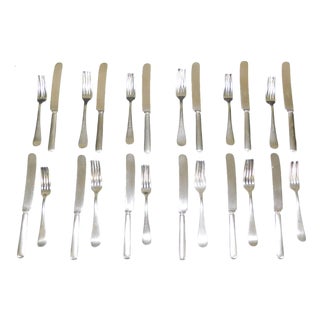 1920s Vintage Grand Army Republic (g.a.r.) Maine Nickel Silver Fork/Knife Set - 24 Piece For Sale