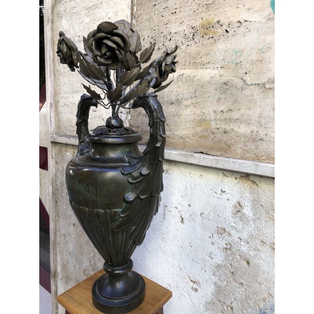 Early 20th century Empire style solid bronze amphora with eagles on the sides. Intact, ornamental, and unique. Perfect...