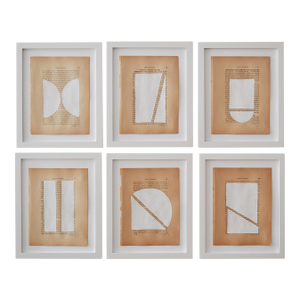 Josh Young Design House Blanc Géométrique Collection Paintings, 6 Pieces