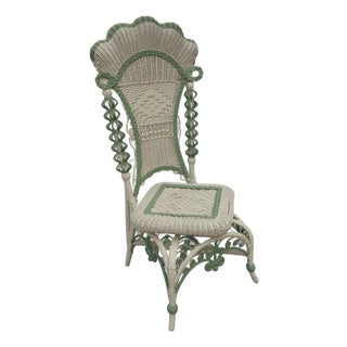Victorian Woven Wicker Side Accent Chair 6590 For Sale