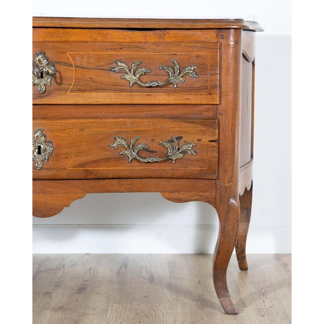 18th Century Louis XV Walnut Commode with Serpentine Front and Bronze Hardware For Sale - Image 4 of 10