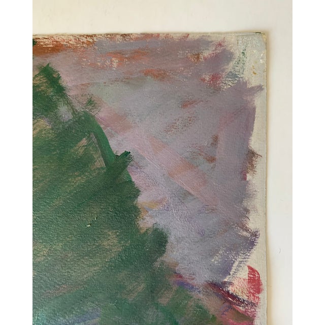 1970s 1970s Oil on Cardboard Summer Garden Landscape by Swiss Artist Kaspar Ilg For Sale - Image 5 of 10
