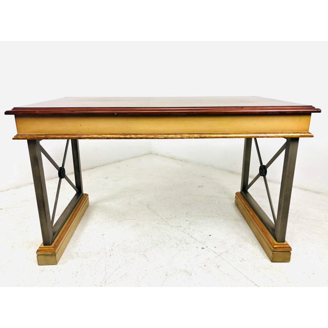 Metal & Wood Frame Farmhouse Desk For Sale - Image 4 of 11