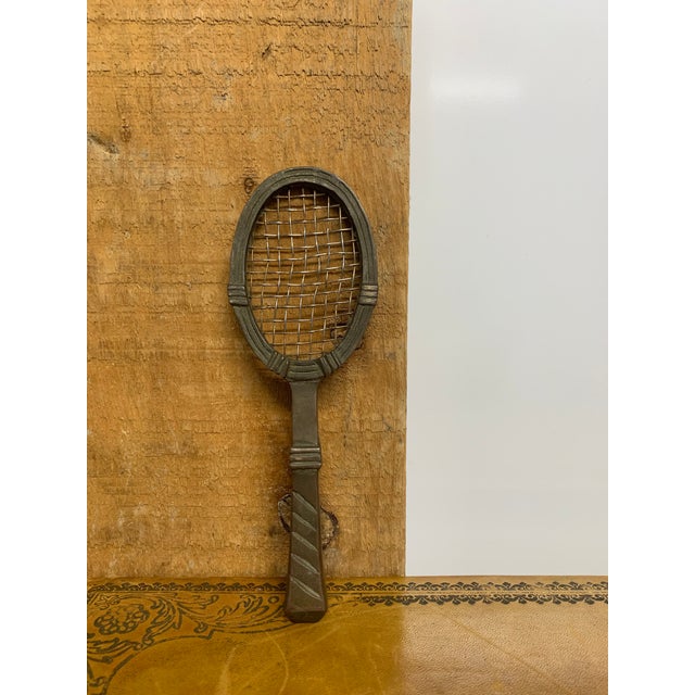 Mid-Century Modern Vintage Brass Tennis Racket Paperweight For Sale - Image 3 of 6