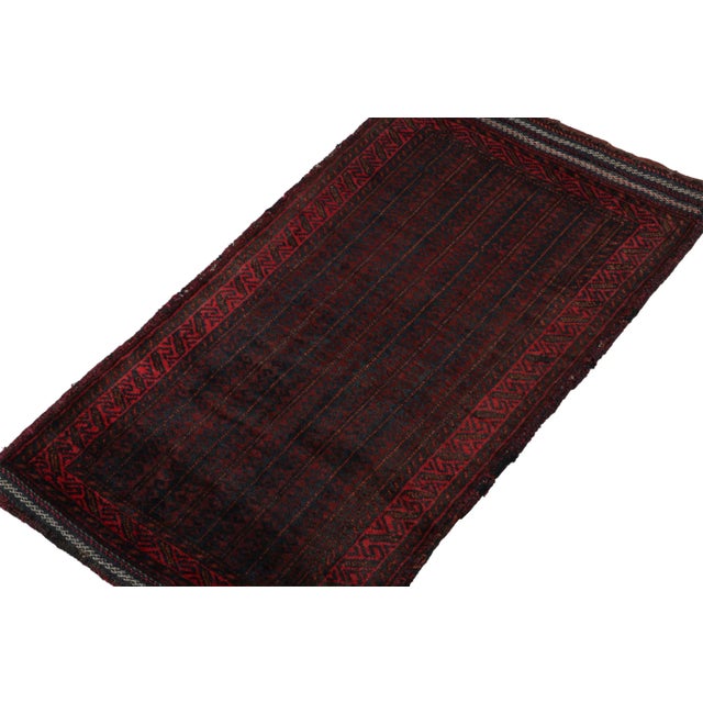 Tribal Rug & Kilim’s Baluch Tribal Rug With Deep Red and Blue Geometric Patterns For Sale - Image 3 of 8